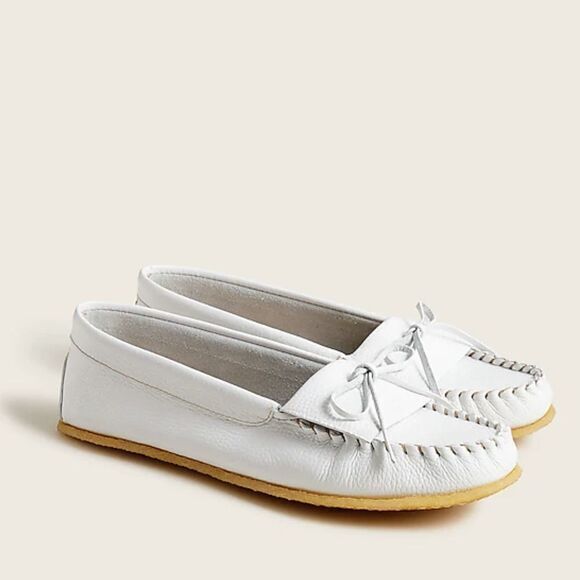 J. Crew Soft unlined leather loafers, size 9,‎ color white, new in box - Picture 1 of 14